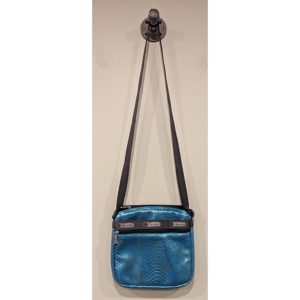 LeSportSac Aqua Faux Snake Skin Crossbody Bag